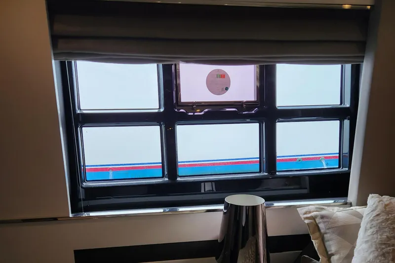 Pri Sea Yacht Photos Pics Interior view of 2019 Azimut S6 yacht window with modern design elements.