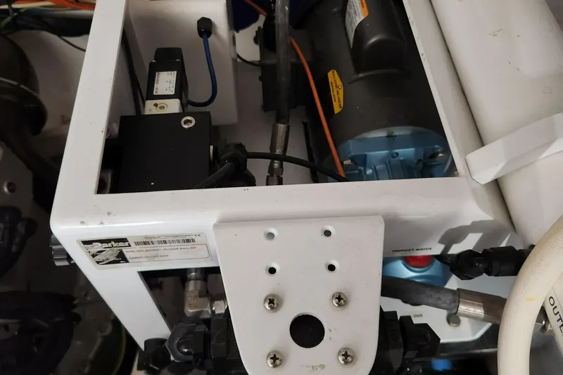 Pri Sea Yacht Photos Pics Engine compartment of 2019 Azimut S6 yacht, showcasing mechanical components.