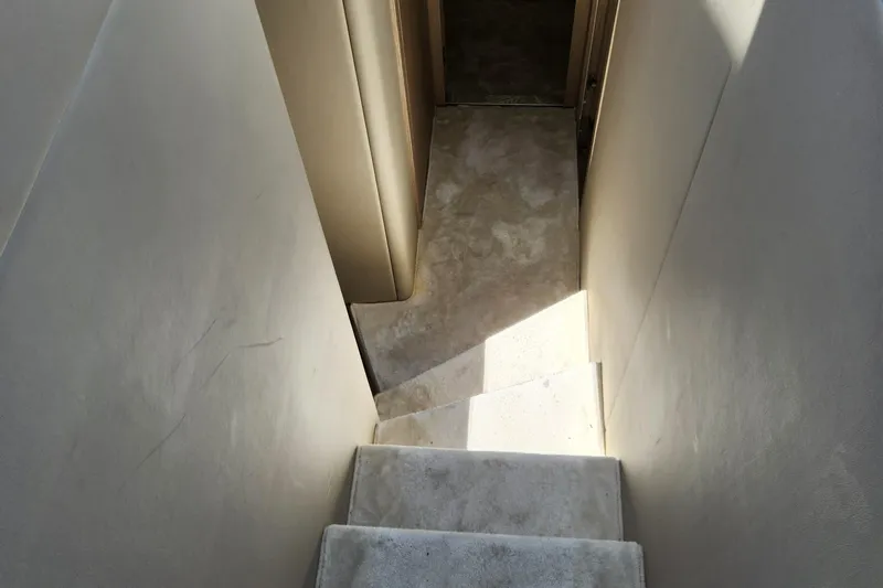 Pri Sea Yacht Photos Pics Staircase inside 2019 Azimut S6 yacht, leading to lower deck area.