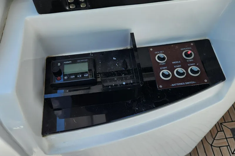Pri Sea Yacht Photos Pics Control panel of a 2019 Azimut S6 yacht with various switches and displays.