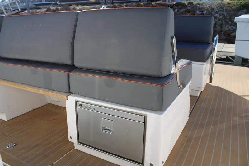  Yacht Photos Pics 2025 Pardo Yachts 38 interior seating with built-in cooler on deck.