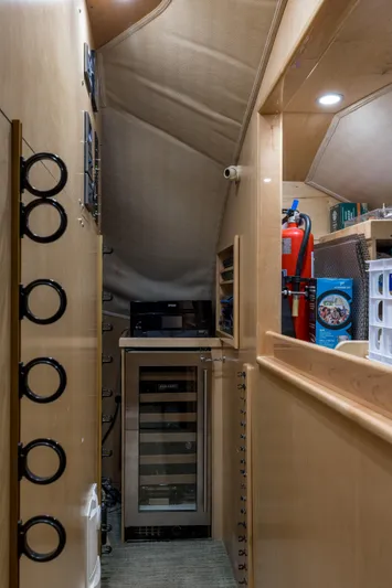 "el Jefe" Yacht Photos Pics Interior of 2014 Viking 70 Convertible yacht with wine cooler and storage.