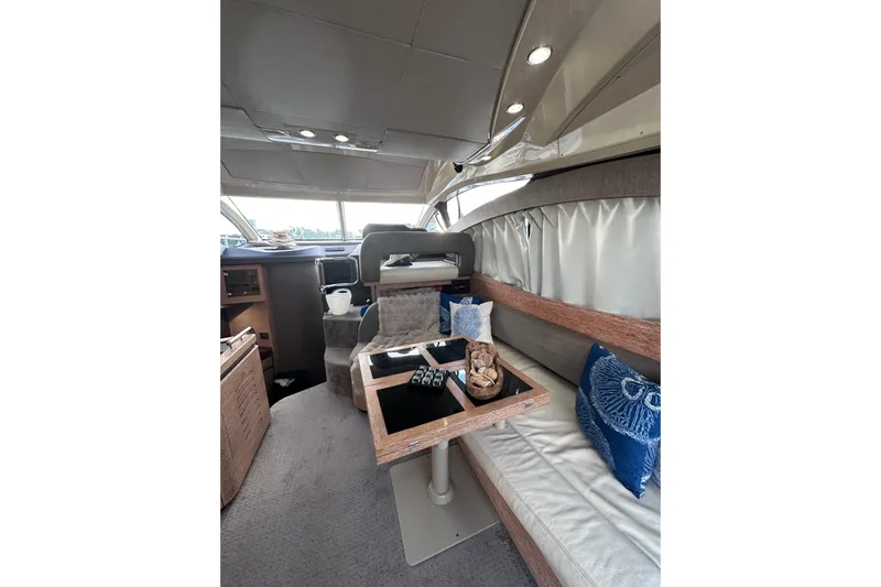 3 Princess Yacht Photos Pics Luxurious interior of 2011 Azimut 38 yacht with elegant seating and decor.