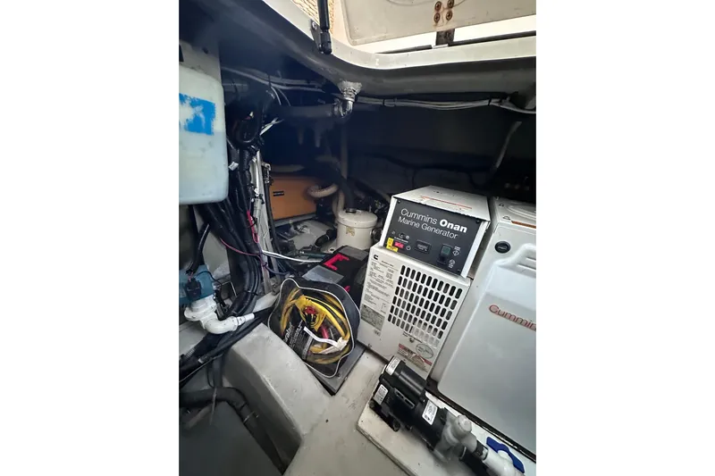 3 Princess Yacht Photos Pics Engine room of 2011 Azimut 38 yacht with Cummins Onan marine generator.