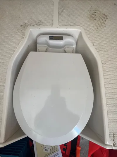  Yacht Photos Pics White toilet seat on Blackwater 43 boat, 2018 model.