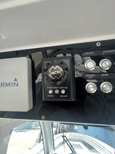  Yacht Photos Pics Control panel of a 2018 Blackwater 43 boat with Garmin and ACR systems.