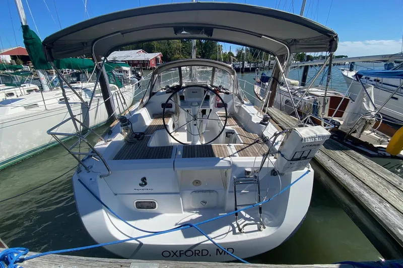 Celtic Knot Yacht Photos Pics 2014 Beneteau Oceanis 34 sailboat docked in a marina, Oxford, MD.