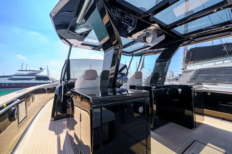  Yacht Photos Pics Luxurious 2024 Pardo Yachts P50 with sleek design and modern interior at marina.