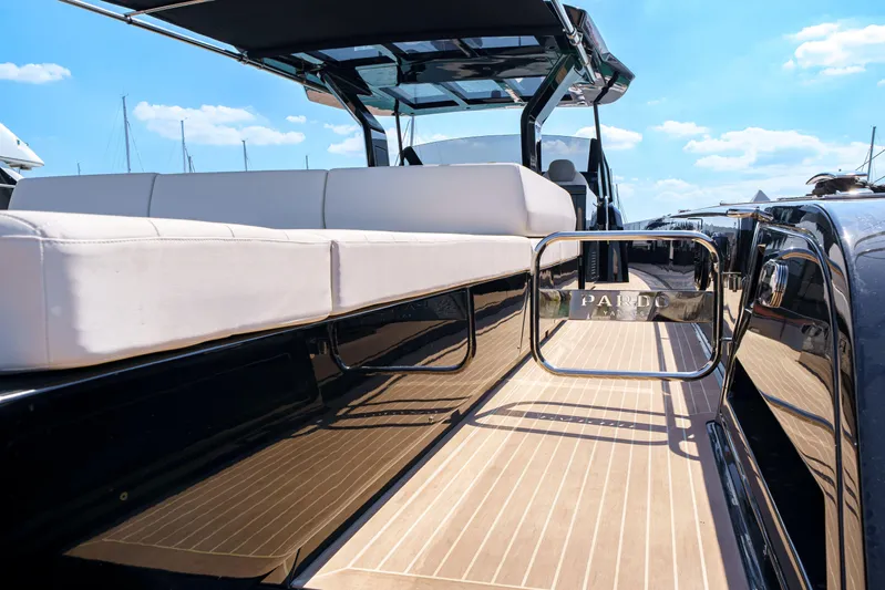  Yacht Photos Pics 2024 Pardo Yachts P50 luxury yacht deck with sleek design and comfortable seating.