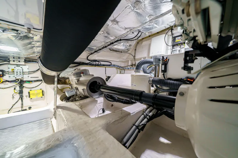  Yacht Photos Pics Engine room of 2024 Pardo Yachts P50, showcasing advanced mechanical systems and components.