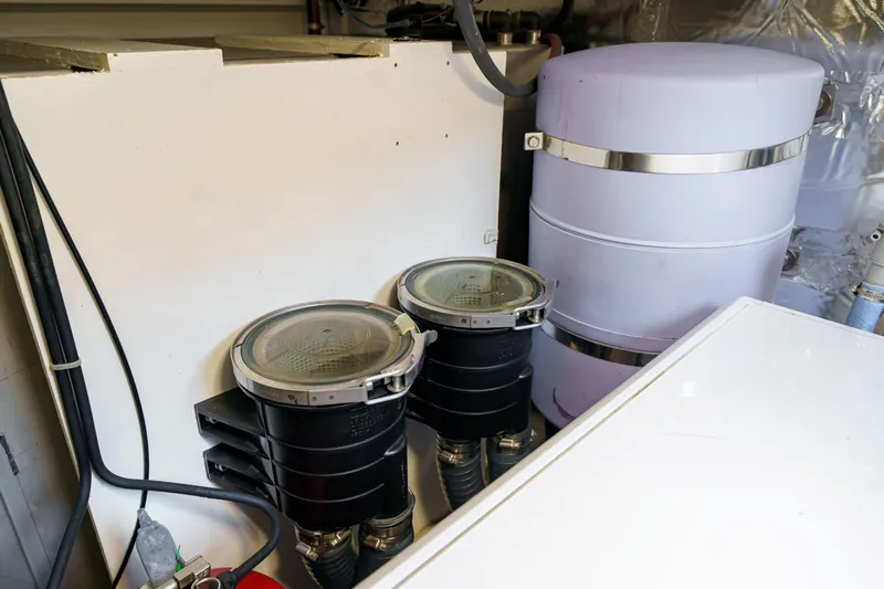  Yacht Photos Pics Engine room of 2024 Pardo Yachts P50, featuring filtration and storage systems.