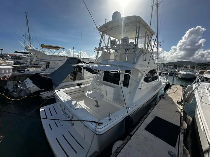  Yacht Photos Pics 2006 Tiara Yachts 3900 Convertible docked in a marina under a bright sky.