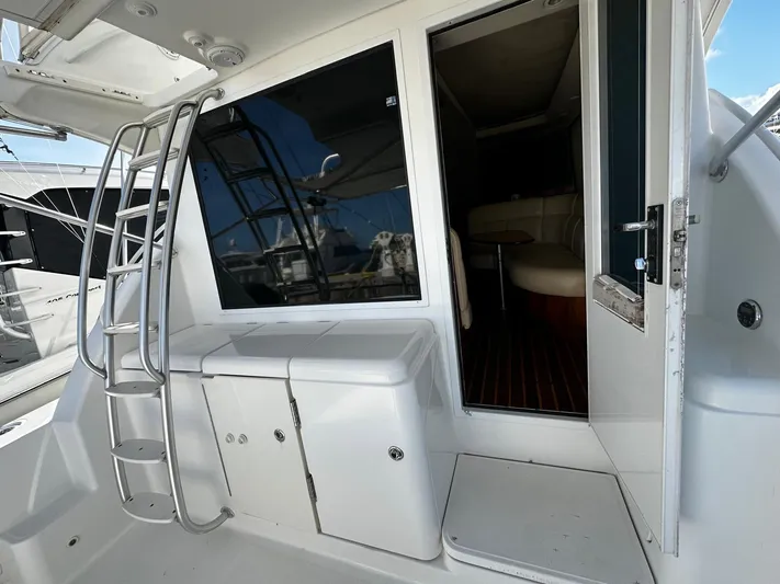  Yacht Photos Pics 2006 Tiara Yachts 3900 Convertible, rear deck view with ladder and cabin entrance.