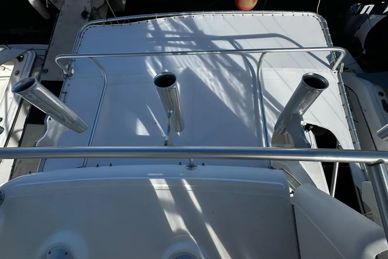  Yacht Photos Pics Tiara Yachts 3900 Convertible 2006, view of fishing rod holders on deck.