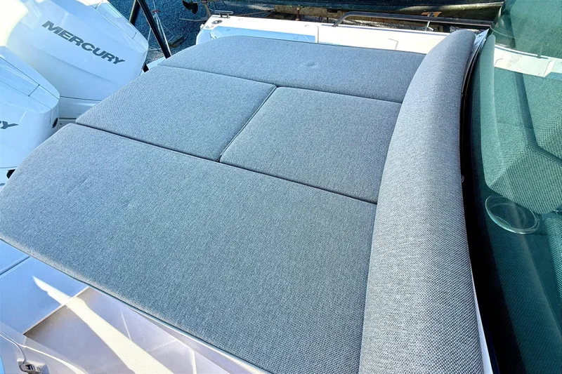  Yacht Photos Pics 2025 Axopar 37 XC CROSS CABIN with cushioned sunbed and Mercury engines.