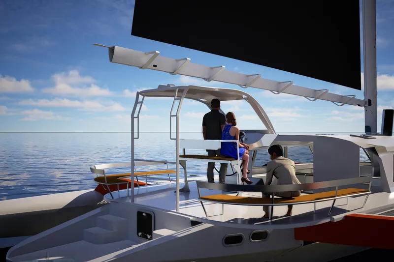  Yacht Photos Pics Luxury Rapido 63 yacht sailing with passengers, 2026 model, on a serene ocean backdrop.