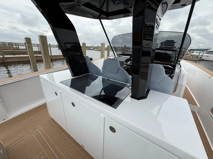  Yacht Photos Pics 2025 Pardo Yachts 38 Outboard interior with sleek design and modern helm station.
