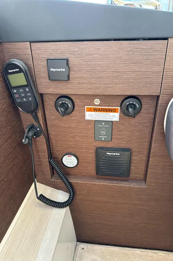 Meanwhile Yacht Photos Pics Control panel of a 2021 Prestige 420 S yacht with Raymarine equipment.