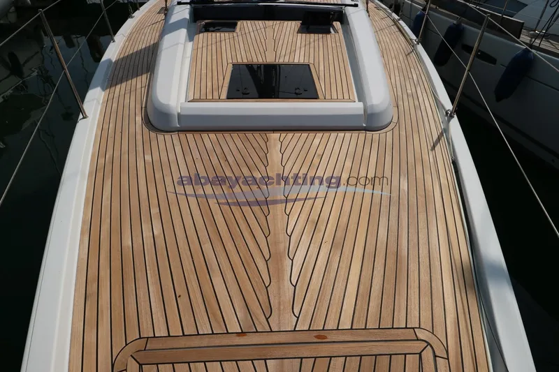  Yacht Photos Pics Deck of 2016 Grand Soleil 46 LC yacht with teak wood finish.