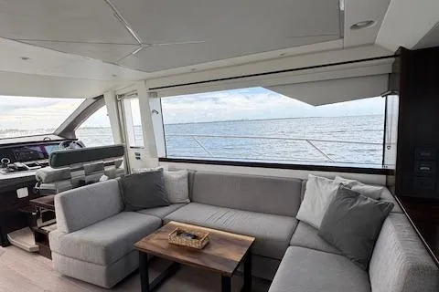 4 Play Yacht Photos Pics Luxurious Sunseeker Manhattan 68 yacht interior with ocean view, 2022 model.
