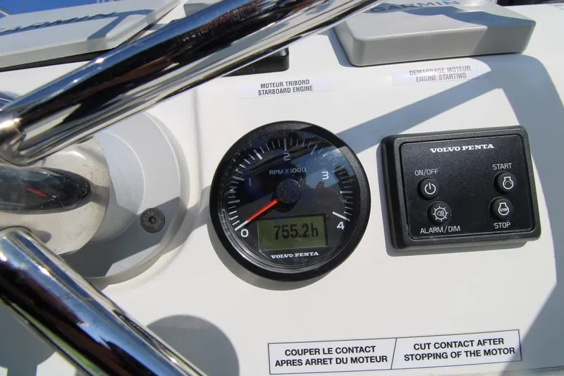  Yacht Photos Pics Control panel of 2021 Fountaine Pajot Astrea 42 with Volvo Penta display.