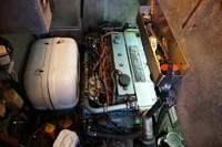 Engine compartment of a 1989 Custom Scandinavian Cruiser Eagle, showcasing detailed mechanical components.