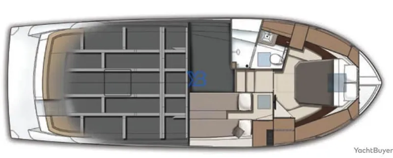Aflecktion III Yacht Photos Pics Floor plan of 2014 Carver C37 yacht, showing interior layout and design.