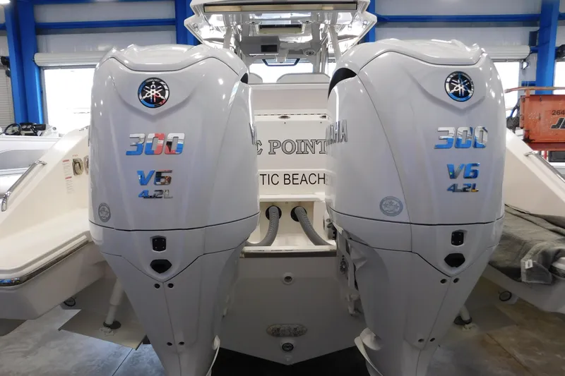 Three Point O.h. Yacht Photos Pics 2022 Pursuit S 328 Sport boat with twin Yamaha 300 V6 4.2L engines.
