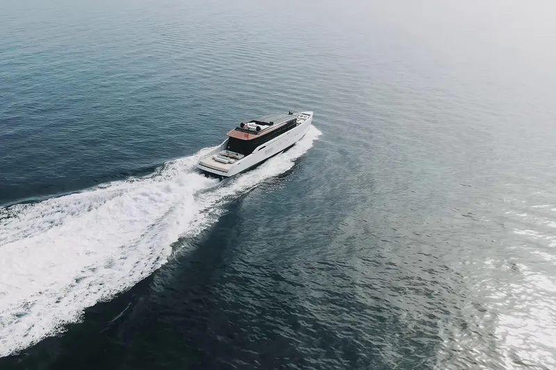 Anmax Yacht Photos Pics Sanlorenzo SP110 yacht cruising on open sea, 2022 model.