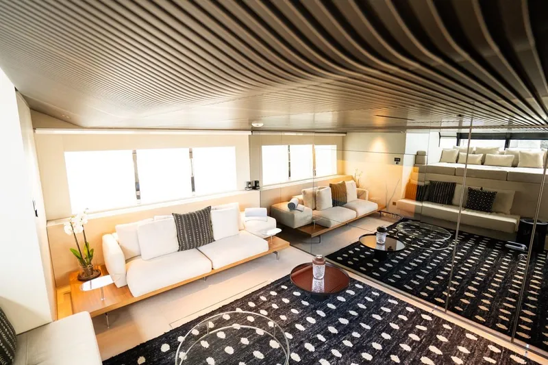 Anmax Yacht Photos Pics Luxurious interior of 2022 Sanlorenzo SP110 yacht with modern furnishings and elegant decor.
