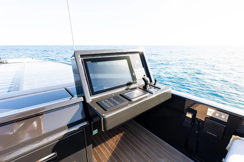 Anmax Yacht Photos Pics Control panel of 2022 Sanlorenzo SP110 yacht overlooking the ocean.