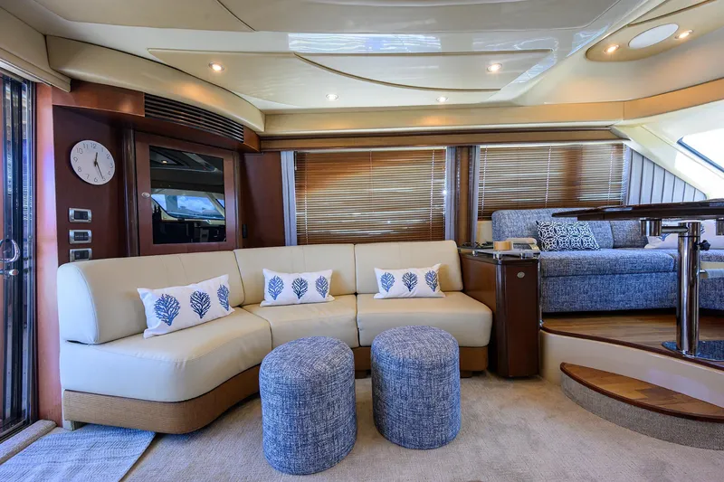 Yes Dear Yacht Photos Pics Luxurious interior of 2005 Sea Ray 52 Sedan Bridge yacht with elegant seating and decor.