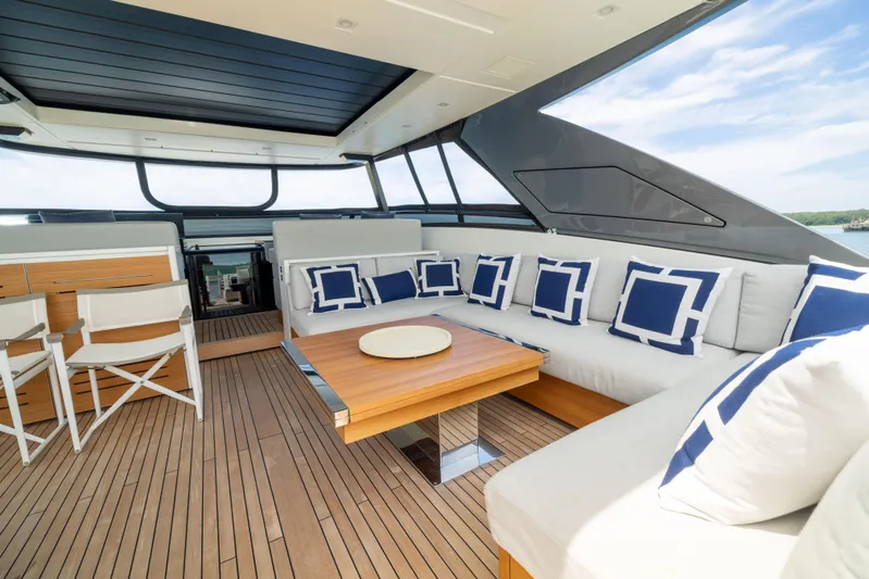 Sori San Lorenzo Yacht Photos Pics Luxurious 2024 Sanlorenzo SL90A yacht interior with elegant seating and modern design.
