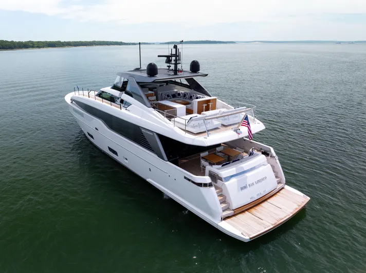Sori San Lorenzo Yacht Photos Pics 2024 Sanlorenzo SL90A luxury yacht cruising on calm waters.