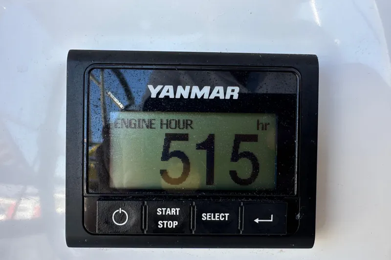 Best Day Ever Yacht Photos Pics Yanmar engine hour meter showing 515 hours on Jeanneau Sun Odyssey 410, 2022 model.