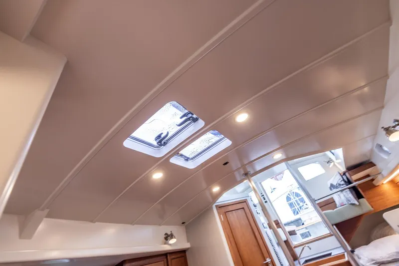 Bv3 Yacht Photos Pics Interior of 2023 Bestevaer 36 yacht, featuring modern ceiling design and skylights.