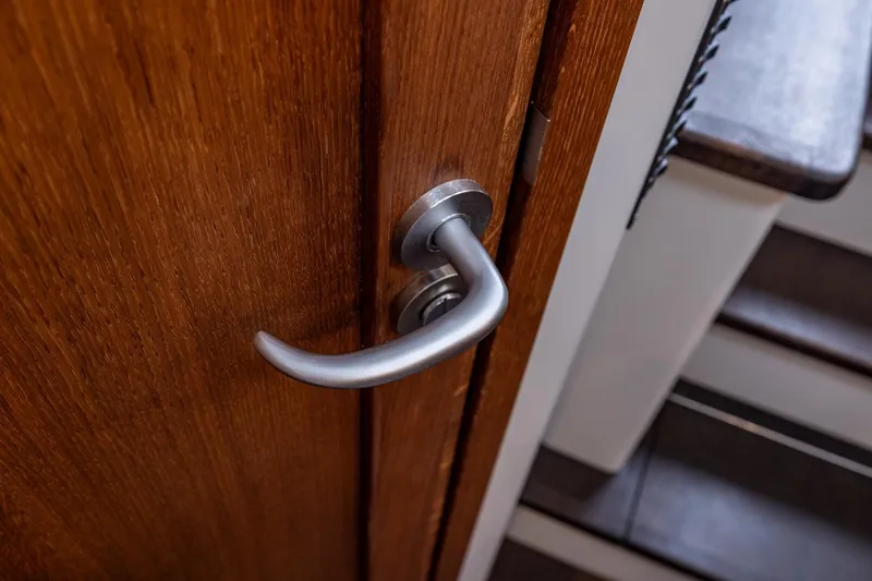 Bv3 Yacht Photos Pics Silver door handle on wooden door, Bestevaer 36 yacht, 2023 model.