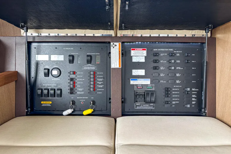  Yacht Photos Pics Electrical control panel of a 2017 Sea Ray Sundancer 400 yacht.