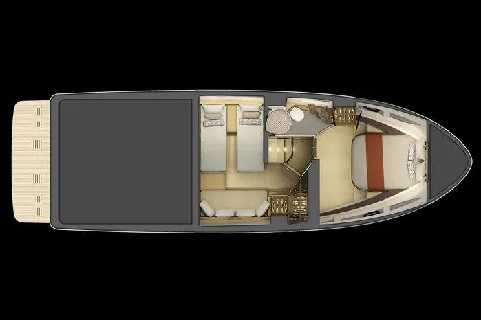  Yacht Photos Pics 2017 Sea Ray Sundancer 400 yacht interior layout, featuring bedrooms and living area.