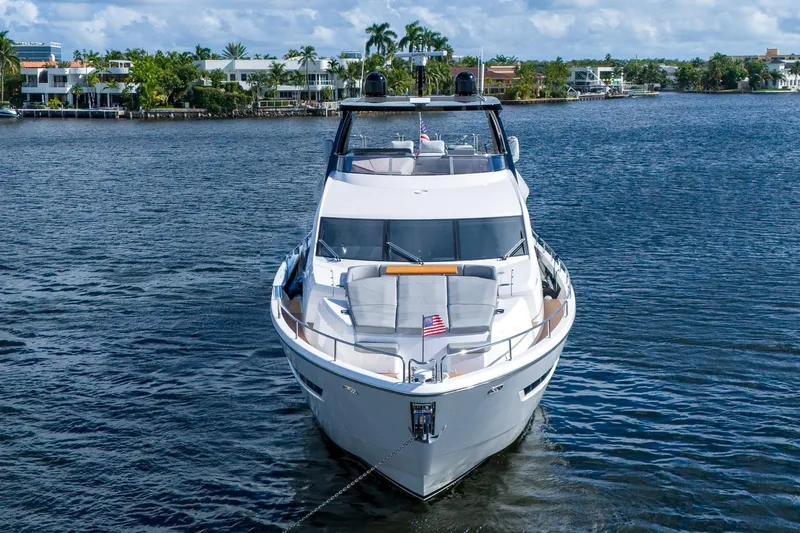 Ramaya 4 Yacht Photos Pics 2023 Sunseeker 88 Yacht on water, showcasing luxury design and modern features.