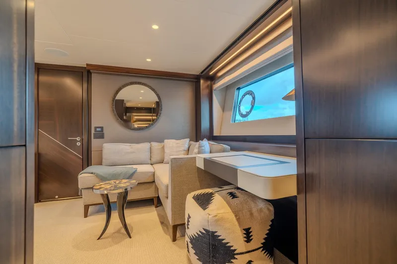 Ramaya 4 Yacht Photos Pics Luxurious interior of 2023 Sunseeker 88 Yacht with modern furnishings and elegant decor.