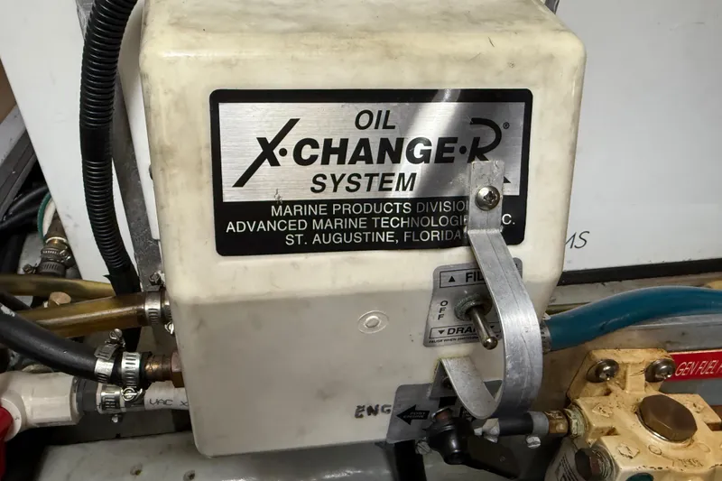 Hula Moon Yacht Photos Pics Oil X-Change-R System in 2006 Mainship 34 Trawler engine room, St. Augustine, Florida.