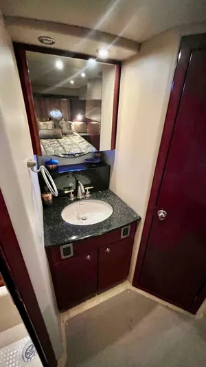  Yacht Photos Pics 2008 Meridian 459 Motoryacht bathroom with sink and mirror.