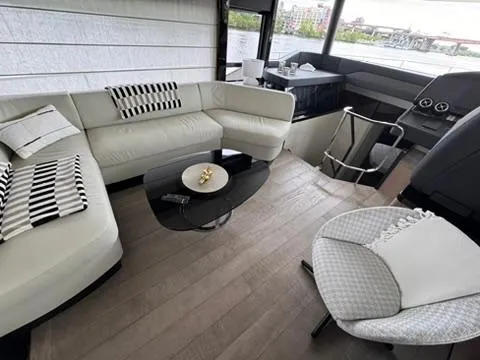  Yacht Photos Pics Luxurious interior of 2024 Absolute 58 Navetta yacht with modern seating and decor.