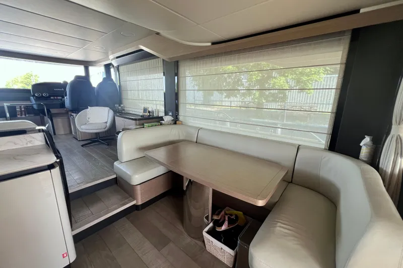  Yacht Photos Pics Luxurious interior of 2024 Absolute 58 Navetta yacht with elegant seating and modern design.