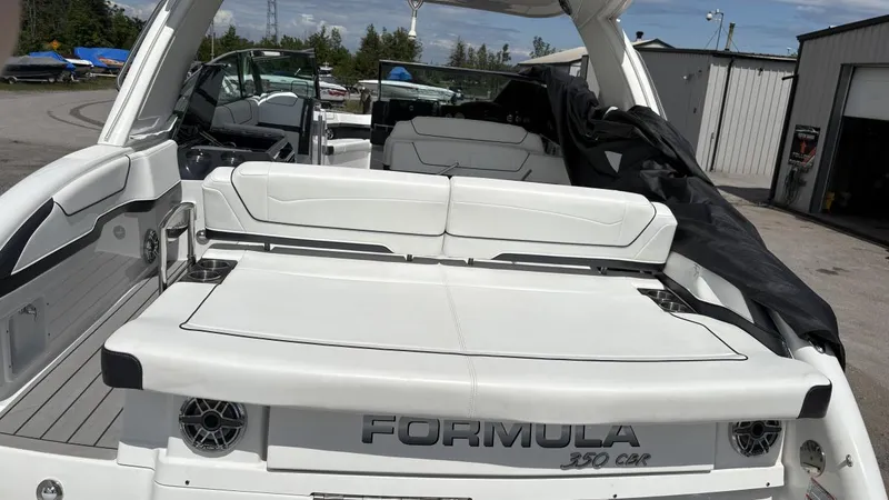  Yacht Photos Pics 2022 Formula 350 CBR boat with sleek white seating and modern design.