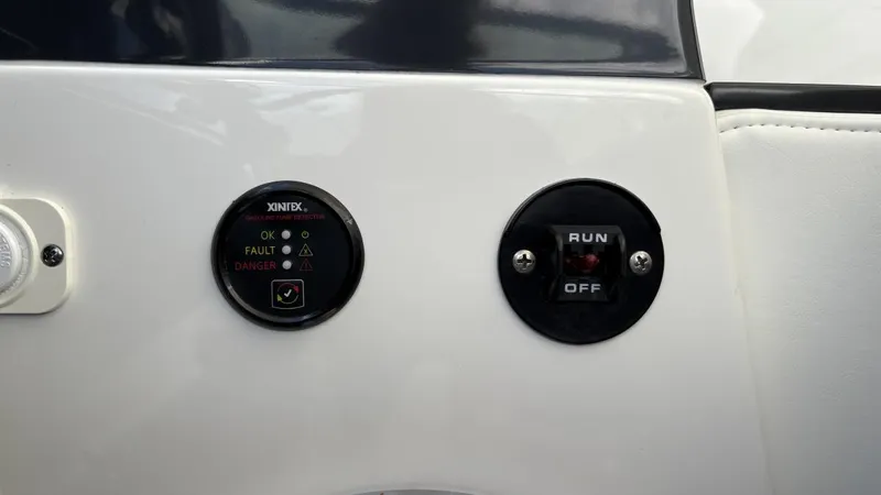  Yacht Photos Pics Control panel of a 2022 Formula 350 CBR boat with Xintex fume detector.