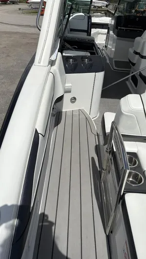  Yacht Photos Pics 2022 Formula 350 CBR boat interior with sleek seating and modern design.