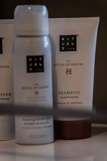  Yacht Photos Pics Rituals shampoo and conditioner bottles from The Ritual of Sakura collection.