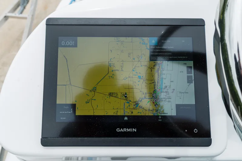  Yacht Photos Pics Garmin navigation display on 2021 Everglades 243 Center Console boat.